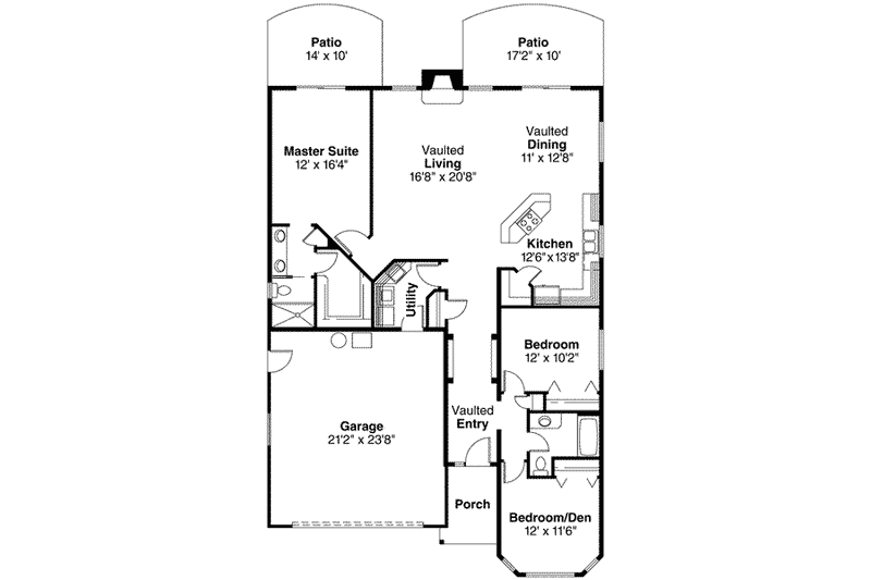 Home Plan - Floor Plan - Main Floor for Country House Plan #124-399 - 3 bed, 2 bath