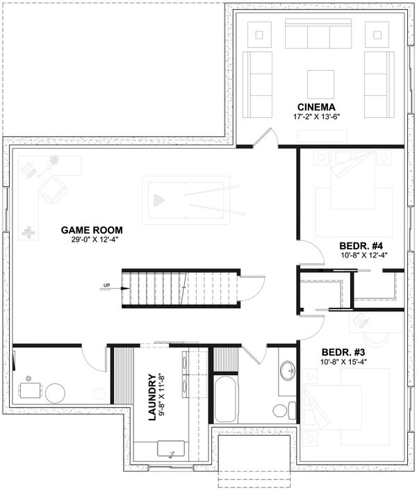 Farmhouse Floor Plan - Lower Floor Plan #23-2773
