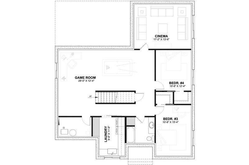 House Plan Design - Floor Plan - Lower Floor for Farmhouse House Plan #23-2773 - 4 bed, 3 bath