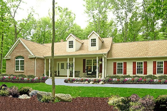 Exterior - Front Elevation for Country House Plan #456-7 - 3 bed, 2 bath