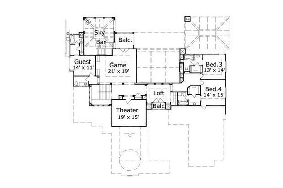 Floor Plan - Upper Floor for European House Plan #411-460 - 5 bed, 5.5 bath