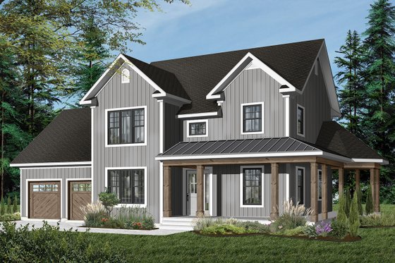 Exterior - Front Elevation 3 for Country House Plan #23-622 - 3 bed, 2 bath
