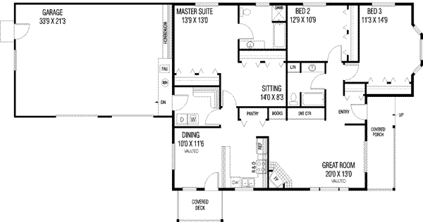 Home Plan - Ranch Floor Plan - Main Floor Plan #60-578