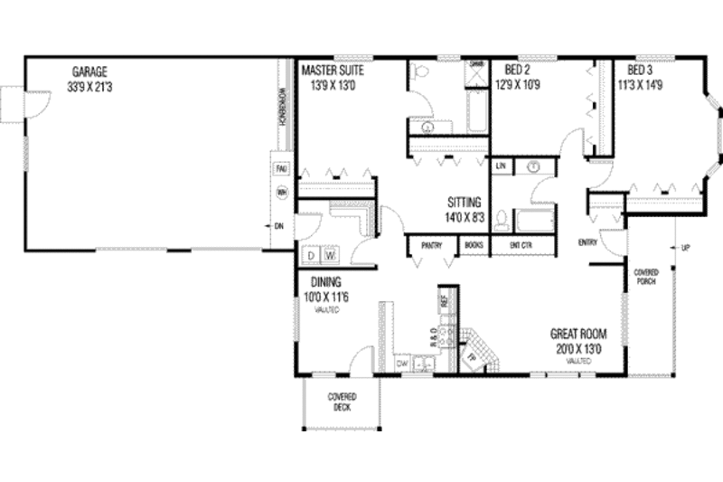 Ranch Style House Plan - 3 Beds 2 Baths 1697 Sq/Ft Plan #60-578 ...