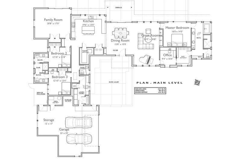 Architectural House Design - Floor Plan - Main Floor for Contemporary House Plan #892-9 - 3 bed, 2.5 bath