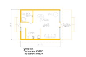 Floor Plan - Main Floor for Cabin House Plan #549-30 - 1 bed, 1 bath