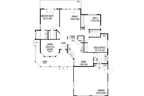 Floor Plan - Main Floor for Traditional House Plan #60-637 - 3 bed, 2 bath