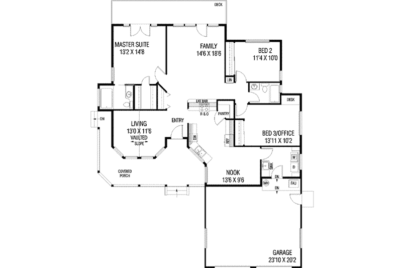 Dream House Plan - Floor Plan - Main Floor for Traditional House Plan #60-637 - 3 bed, 2 bath