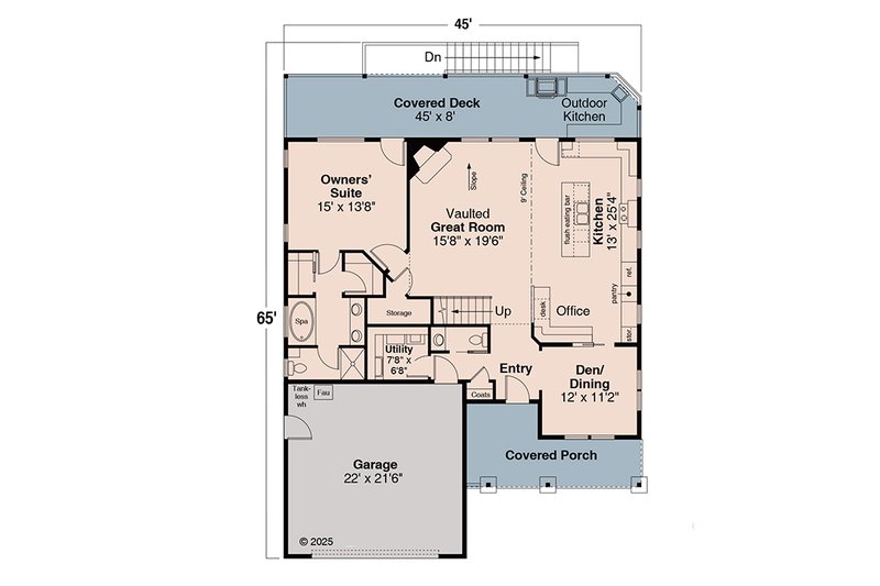 House Blueprint - Floor Plan - Main Floor for Farmhouse House Plan #124-1465 - 5 bed, 3 bath