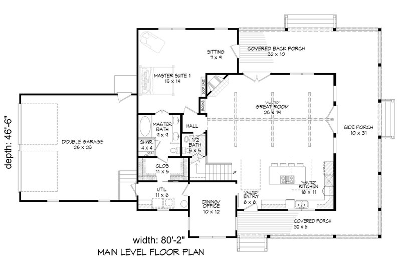 House Design - Floor Plan - Main Floor for Farmhouse House Plan #932-137 - 3 bed, 2.5 bath