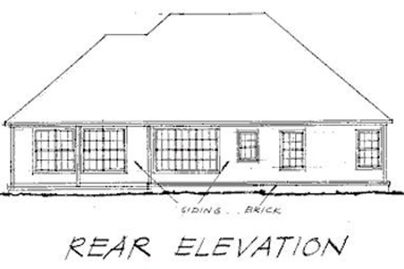 House Blueprint - Exterior - Rear Elevation for Traditional House Plan #20-116 - 3 bed, 2 bath