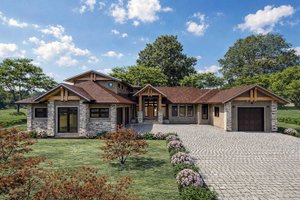 Exterior - Front Elevation 3 for Ranch House Plan #1101-55 - 3 bed, 2.5 bath