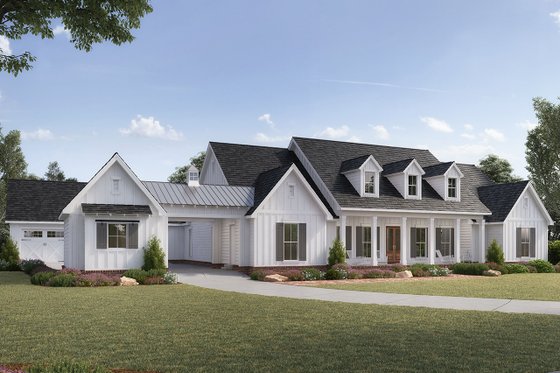 Exterior - Front Elevation 3 for Farmhouse House Plan #1074-3 - 4 bed, 3.5 bath