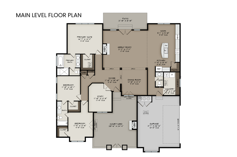 House Design - Floor Plan - Main Floor for Craftsman House Plan #1108-1 - 3 bed, 2.5 bath