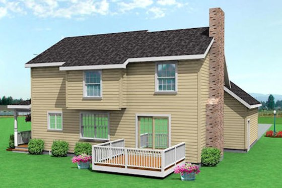 Exterior - Rear Elevation for Traditional House Plan #75-128 - 3 bed, 2.5 bath