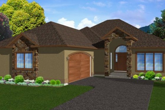Exterior - Front Elevation for Adobe / Southwestern House Plan #126-151 - 6 bed, 3.5 bath