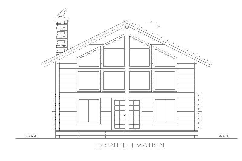 House Plan Design - Exterior - Front Elevation 3 for Log House Plan #117-1060 - 3 bed, 2 bath