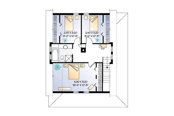 Floor Plan - Upper Floor for Farmhouse House Plan #23-214 - 3 bed, 1.5 bath