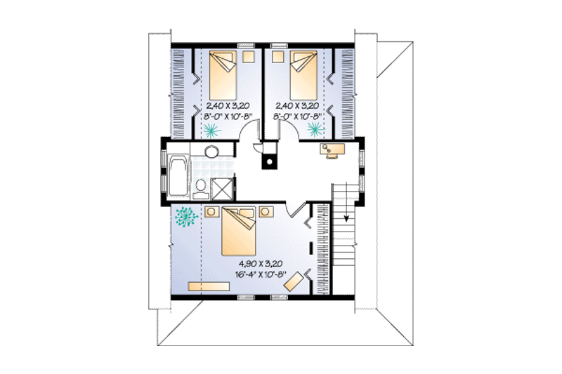 House Plan Design - Floor Plan - Upper Floor for Farmhouse House Plan #23-214 - 3 bed, 1.5 bath