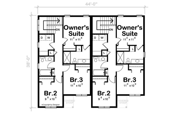 Contemporary Floor Plan - Upper Floor Plan #20-2557