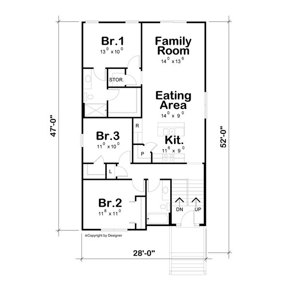 Home Plan - Floor Plan - Main Floor for Traditional House Plan #20-2640 - 3 bed, 2 bath