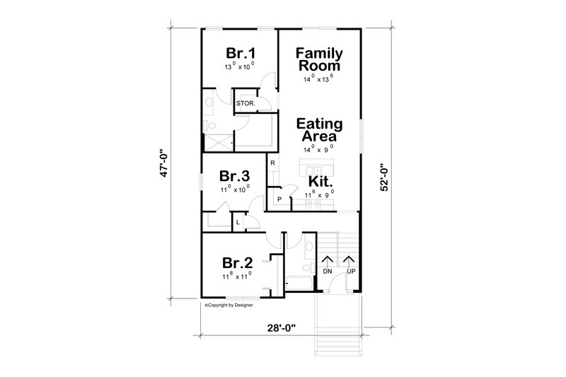 Home Plan - Floor Plan - Main Floor for Traditional House Plan #20-2640 - 3 bed, 2 bath