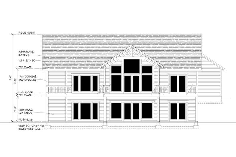 Architectural House Design - Exterior - Rear Elevation for Craftsman House Plan #112-200 - 2 bed, 2 bath