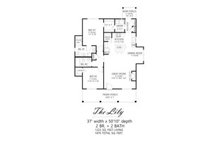 Floor Plan - Main Floor for Farmhouse House Plan #1074-85 - 2 bed, 2 bath