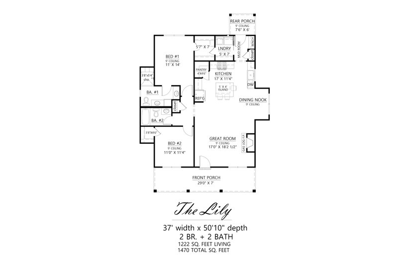Home Plan - Floor Plan - Main Floor for Farmhouse House Plan #1074-85 - 2 bed, 2 bath