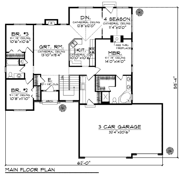 Home Plan - Country Floor Plan - Main Floor Plan #70-930