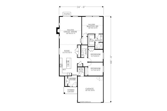 Floor Plan - Main Floor for Craftsman House Plan #53-714 - 3 bed, 2 bath