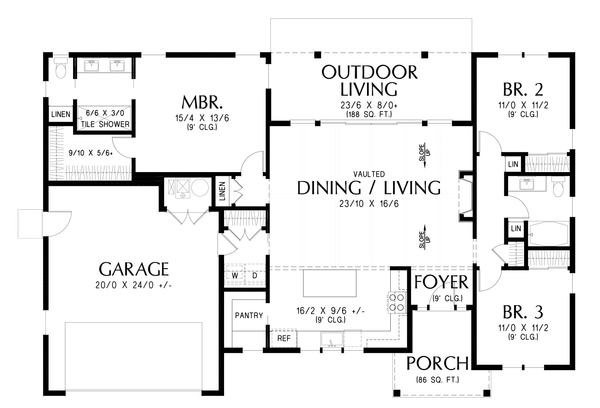 Opt. 2 Car Front-Loading Garage