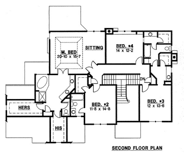 European Floor Plan - Upper Floor Plan #67-766