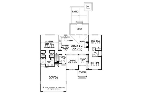 Floor Plan - Main Floor for Farmhouse House Plan #929-1106 - 3 bed, 2 bath