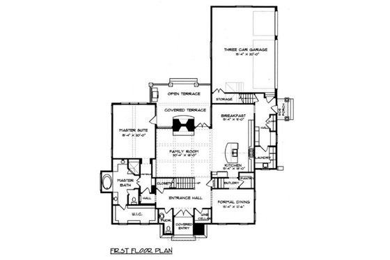 Floor Plan - Main Floor for European House Plan #413-131 - 4 bed, 3.5 bath