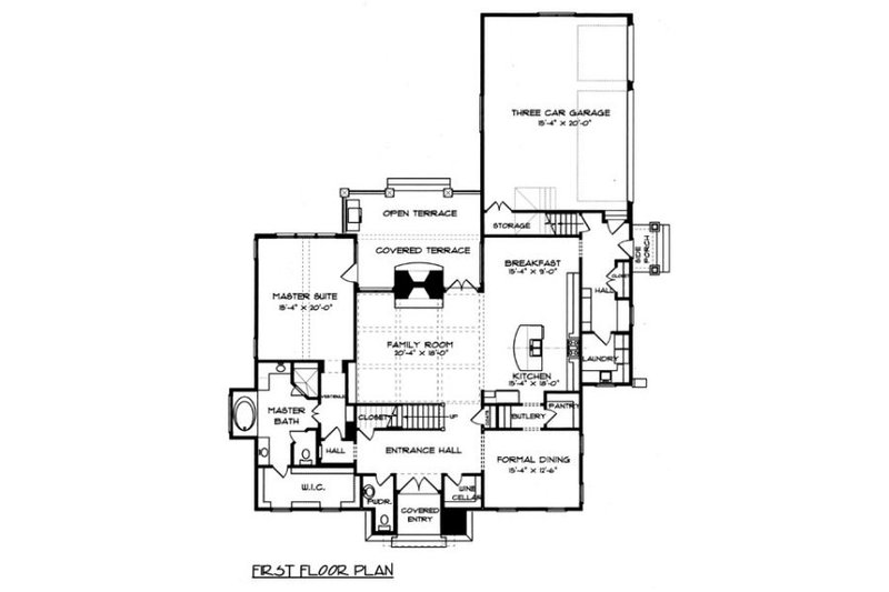 Home Plan - Floor Plan - Main Floor for European House Plan #413-131 - 4 bed, 3.5 bath