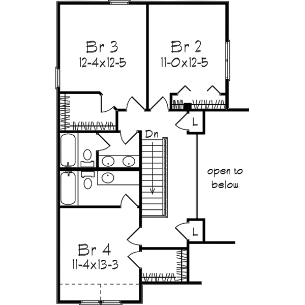 European Floor Plan - Upper Floor Plan #57-134