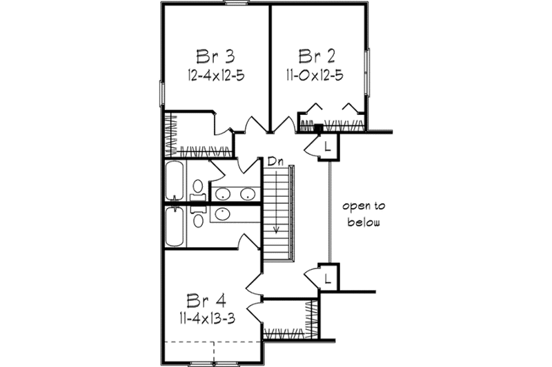Home Plan - Floor Plan - Upper Floor for European House Plan #57-134 - 4 bed, 3.5 bath