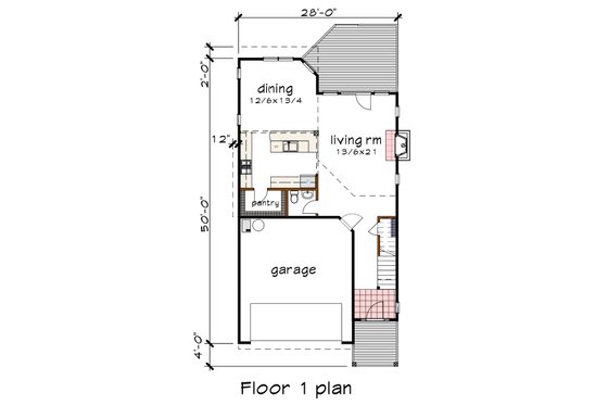 Floor Plan - Main Floor for Modern House Plan #79-300 - 3 bed, 2.5 bath
