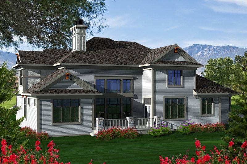 Dream House Plan - Exterior - Rear Elevation for Tudor House Plan #70-1141 - 4 bed, 3.5 bath