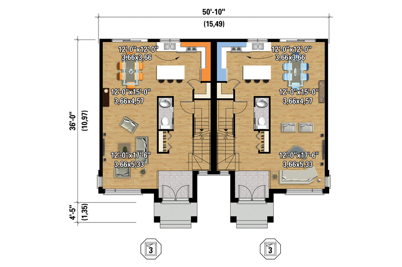 Home Plan - Floor Plan - Main Floor 1 for Contemporary House Plan #25-4397 - 6 bed, 2 bath