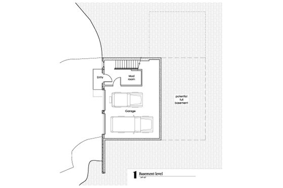 Floor Plan - Lower Floor for Craftsman House Plan #902-1 - 2 bed, 2 bath