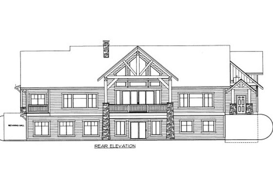 Exterior - Rear Elevation for Craftsman House Plan #117-618 - 3 bed, 3.5 bath