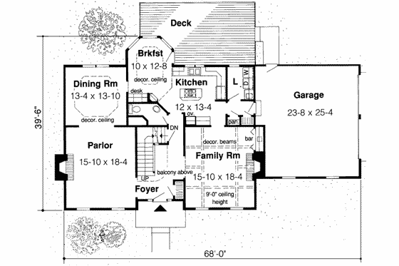 Floor Plan - Main Floor for Colonial House Plan #312-303 - 4 bed, 2.5 bath