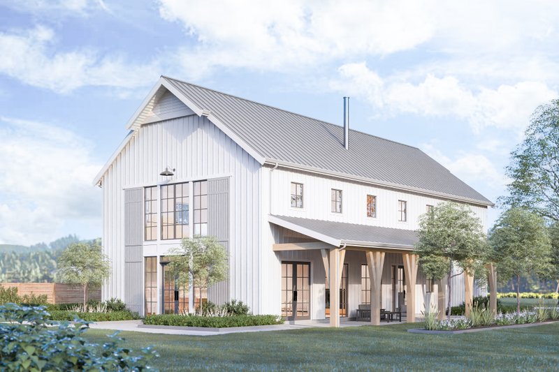 House Blueprint - Exterior - Rear Elevation for Barndominium House Plan #1114-63 - 4 bed, 3.5 bath