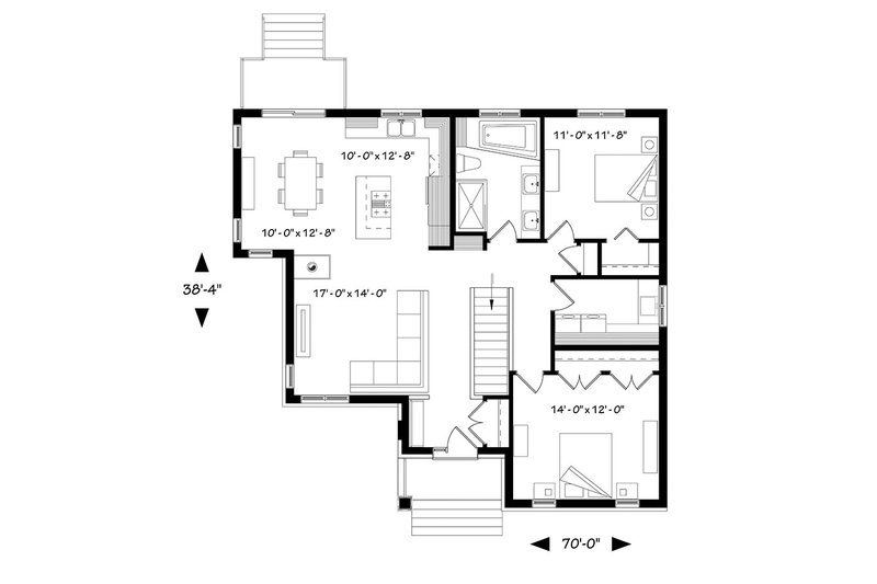 Home Plan - Floor Plan - Main Floor for Ranch House Plan #23-2616 - 2 bed, 1 bath
