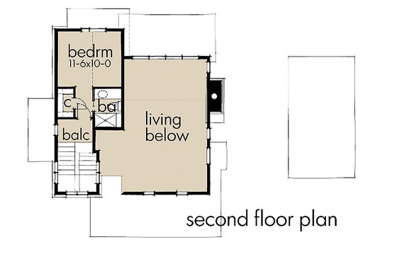 Floor Plan - Upper Floor for Contemporary House Plan #120-190 - 2 bed, 2 bath