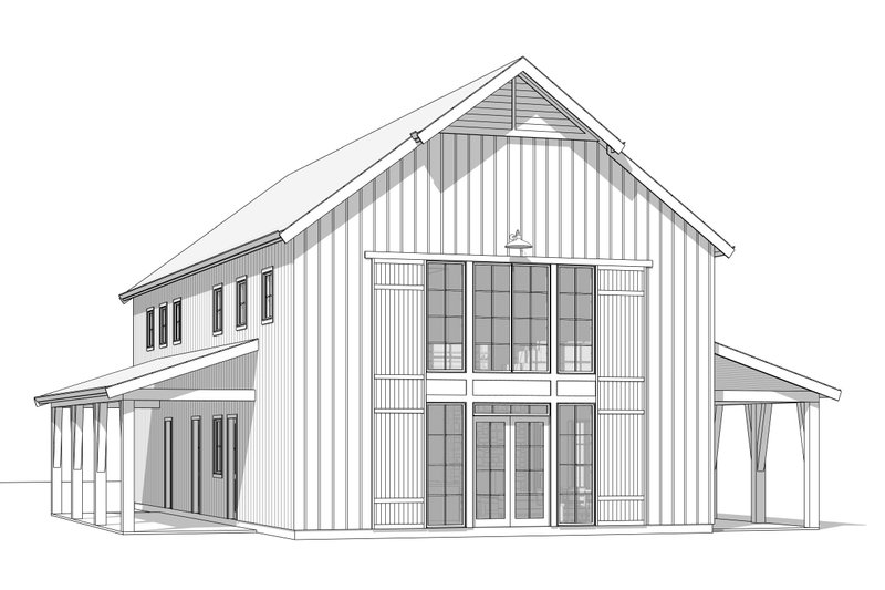 House Blueprint - Exterior - Rear Elevation 3 for Barndominium House Plan #1114-63 - 4 bed, 3.5 bath