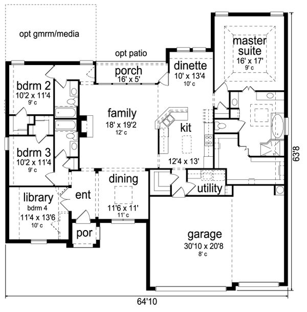 House Plan Design - European Floor Plan - Main Floor Plan #84-589