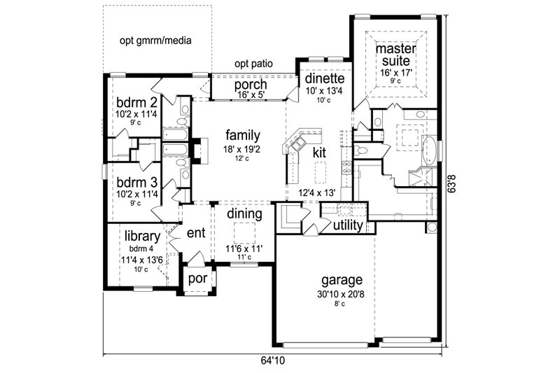 Architectural House Design - Floor Plan - Main Floor for European House Plan #84-589 - 3 bed, 3 bath